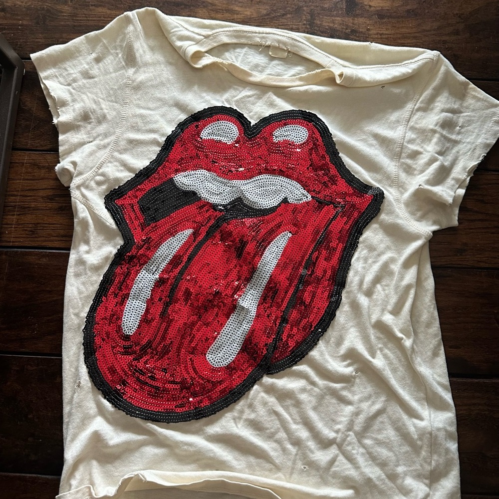 Limited Edition MadeWorn Rolling Stone T-Shirt with Red Sequin Design